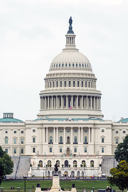 Washington DC, USA – June 9, 2019:  Back view of the Capitol Bui